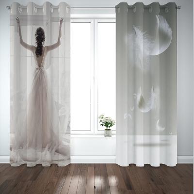 China Luxury Modern Blackout Blackout Polyester Ready Made Fashion 3d Digital Printing Curtain For Bedroom for sale