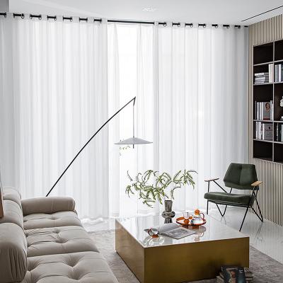 China Blackout 2.8m Width Polyester Vertical Dreamy Stripe Sheer Single White Transmission Curtain For Living Room for sale