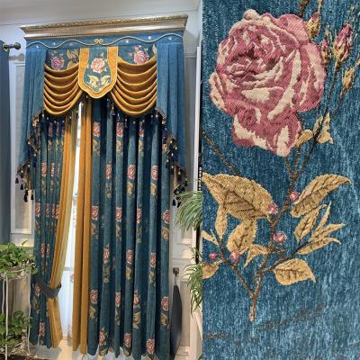 China Blackout Factory Direct Europe Style Ready Made Luxury Chenille Jacquard Curtain For Living Room for sale