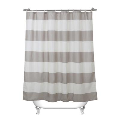 China Hot Selling European Style Simple Blackout Striped Print Waterproof Partition Shower Curtains For Bathroom for sale