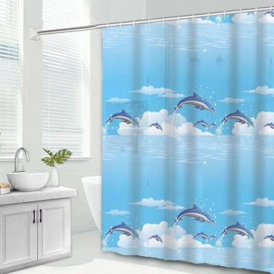 China Sustainable Wholesales Custom Design Digital Printing Waterproof Polyester Printed Bathroom Curtain for sale