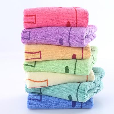 China Best Price Child Safe Logo Print Cartoon High Quality Custom Made Microfiber Absorbent Drying Baby Face Towel Small for sale