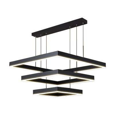 China Dimmable Modern Luxury Modern Bar Restaurant Chandelier Nordic 3 Ring 105w Square Chandelier for sale