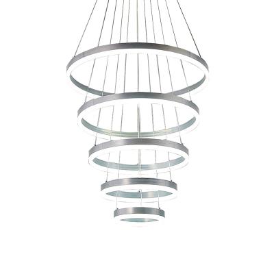 China Modern 5 Rings 120w Modern Acrylic Luxury Chandelier Pendant Lights Hotel Living Room Chandelier Ceiling Lamps for sale