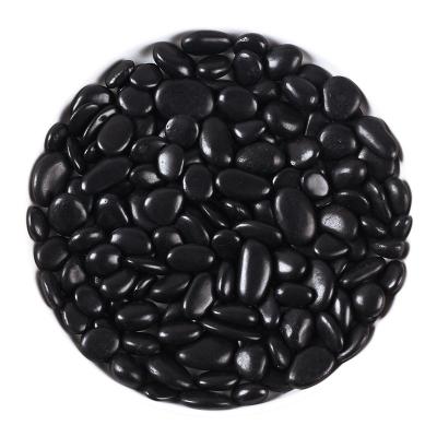 China Polished Modern Black 1-2/2-3cm Pebble Park Paving Landscape For Sale for sale