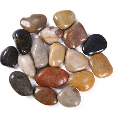 China Traditional Mixed Color River Polish Rock Polished Pebble Stone For Garden Decoration for sale