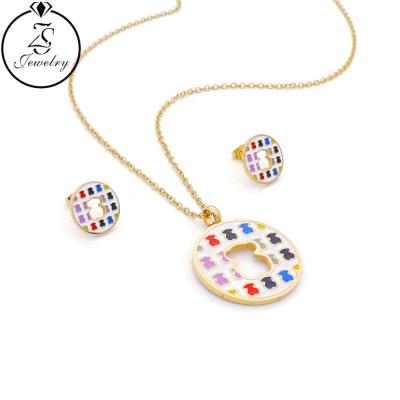 China CLASSIC Pendant Necklace Earrings Jewelry Set Stainless Steel Jewelry Sets Fashion Women Jewelry 2021 for sale