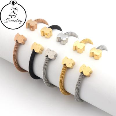 China Cute Stainless Steel Wires Slap Bracelet 18K Gold Plated Bracelet Women Shape Design Jewelry Wholesale for sale