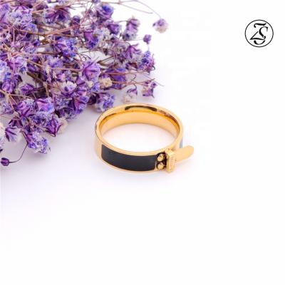 China Latest Popular Personality Jewelry Leather Belt Style Finger Ring Personality Stainless Steel Rings for sale