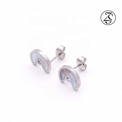 China New Design CLASSIC Silver Stainless Steel Earring Latest Semicircle Earring Guangzhou Fashion Jewelry Market for sale