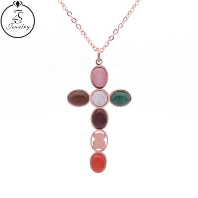 China High Quality Jewelry Stainless Steel Rose Gold Plated Pendant Necklace Fashionable Women Necklace for sale