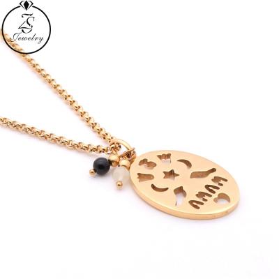 China Trendy Necklace 18K Gold Plated Stainless Steel Oval Pendant Necklace Fashion Jewelry for sale