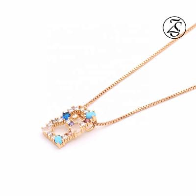 China Hot Selling Jewelry CLASSIC Chain Stainless Steel Gold Copper Necklace Letter B For Women Crystal Necklace for sale