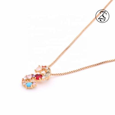 China Fashion CLASSIC Copper Luxury Woman Necklace Alphabet S Crystal Necklace Stainless Steel Charm Jewelry Multicolor Chain for sale