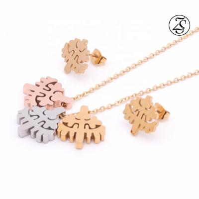 China CLASSIC Fashion Jewelry Stainless Steel Necklace and Earring Sets Fashion 18K Gold Earring for sale