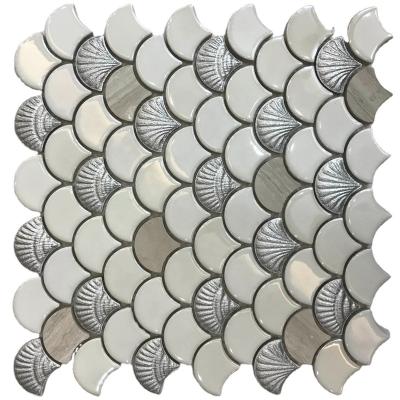 China Parquet mold glossy ceramic mosaic tile for exterior wall decoration ceramic mosaico for sale