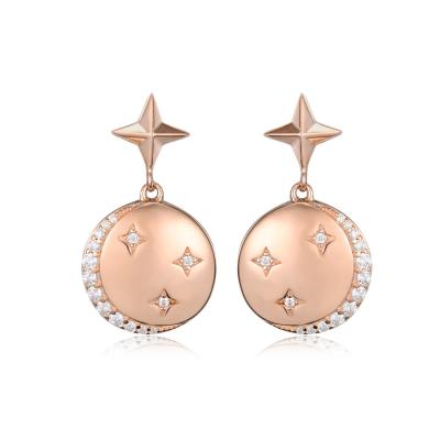 China Rose Gold Beautiful Design Style Classic Women's Jewelry Earrings Star TRENDY Top Moon Earrings for sale