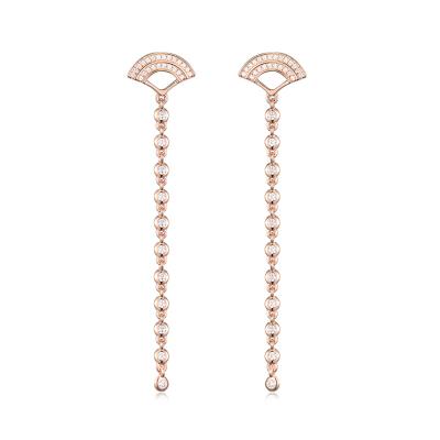 China TRENDY Fashion Simple Rose Gold Mid Length Tassel Earrings Charm Women's Earrings for sale