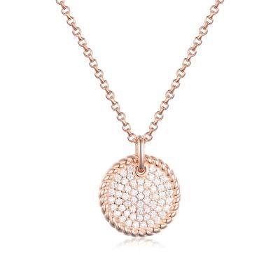 China Eyes Shape Elegant Women's 18k Gold Plated Jewelry Charm Zircon Circle Necklace In 925 Silver for sale