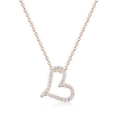 China CLASSIC Fashion Cute Rose Gold Heart Pendant Delicate Necklace Ladies Rose Gold Plated Jewelry for sale