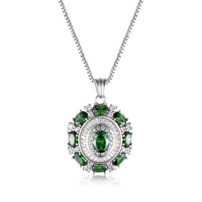 China New CLASSIC Jewelry Green Zirconium Necklace 925 Sterling Silver Necklace Chain Sterling Silver Jewelry for sale