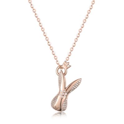 China Fashion Cute Long Cute Rabbit Ear Pendant Necklace Charm Female Rabbit Necklace Party Jewelry Chain for sale