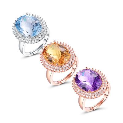 China Newest Design FASHIONABLE Ring Gemstone Ring Amethyst Topaz Citrine 925 Sterling Silver Gemstone Jewelry from MINYE for sale