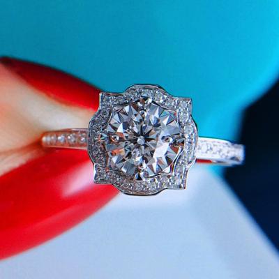 China Wholesale 925 High Carbon Diamond Ring Car Flower Silver Inlaid Classic Diamond Ring FASHIONABLE for sale