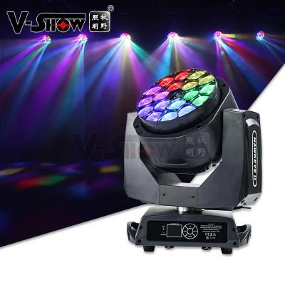 China Sports Stadiums Sound Control Moving Bee Eye Led Buzz Light DJ Beam Wash Moving Stage Light 19x15w rgbw Large Moving Disco Led Light club for sale