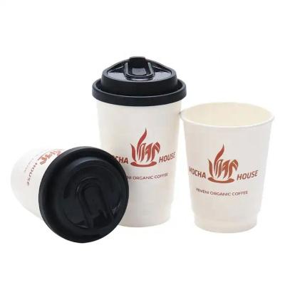 China Disposable Regular size hot paper cup double wall 8oz 12oz 16oz paper cups for bubble tea for sale