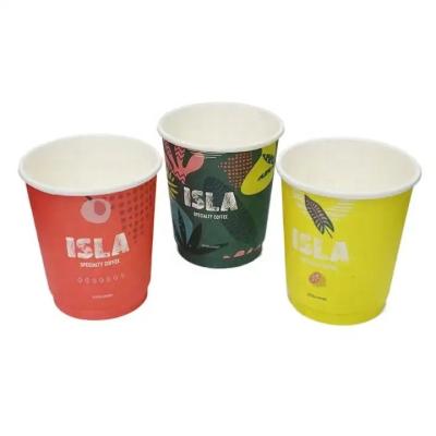 China Disposable Disposable craft paper cup tray paper cup with lid hot drinks ripple wall cup for sale