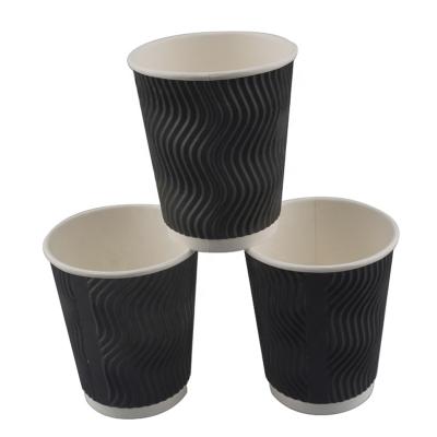 China Disposable disposable 8 oz double wall paper cup ripple wall cups for hot drink for sale