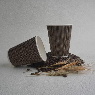 China Disposable Direct Manufacturer coffee cups 12oz ripple wall paper coffee cups with lids for sale