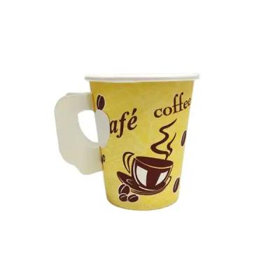 China Disposable Food grade 8boz disposable printed single wall paper coffee cups with handle for sale