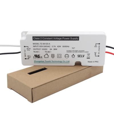 China LED Lighting North American Certification High PF Constant Voltage 36W 12V Ultra Thin Power Supply For LED Mirror for sale