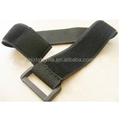 China HIGH SUSTAINABLE STRCHY hook and loop WRIST BAND hook and loop strap with plastic buckle for sale