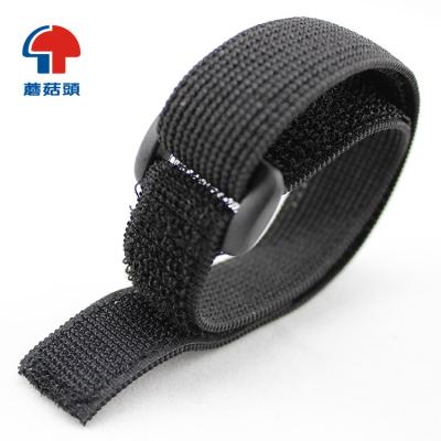 China Durable Custom Elastic Hook Loop Band Mining Lamp Work Strap Cable Tie With Plastic Buckle for sale