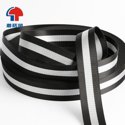 China Viable Classic Nylon Stripe Sports Strap Polyester Black/White Webbing Strap 1.3mm Thickness On Sale for sale