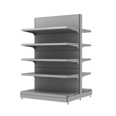 China New Style Double Sided Gondola Shelving Supermarket Steel Double Side Shelf For Grocery Retail Pharmacy for sale