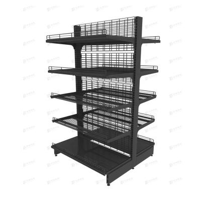 China Good Price Double Sided Customized Wire Mesh Gondola Supermarket Shelf Light Duty Display Product Rack for sale