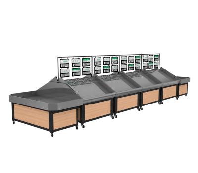 China Specifications and colors can be Customized Modern Fruit and Vegetable Display Stand Wood&Steel Fruit Vegetable Display Rack Holder For Dried Fruits for sale