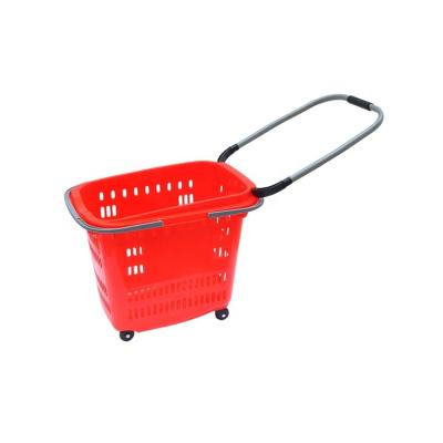 China 1)Supermarket 2)stores 3)store Xinde shopping cart supermarket giant rolling plastic shopping basket with wheels and handles for sale