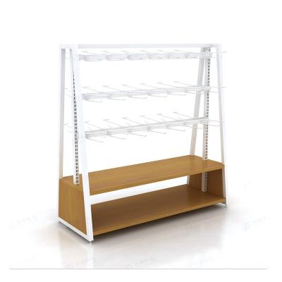 China Customized Hot Sale Light Duty Simple Trapezium Display Racks Steel&Wood Supermarket Display Stands for sale