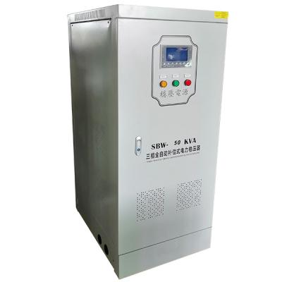 China SBW-50KVA Three Phase AC Servo Motor Type Full Auto Compensated Voltage Regulator for sale