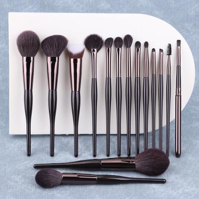 China Makeup Brush Manufacturer Luxury 15pcs Soft Dense Bulk Black Makeup Brushes for sale