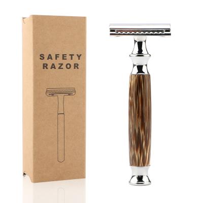 China Metal Portable Daily Manual Safety Double Sided Blade Holder Double Sided Razor Men's Shaving Razors for sale