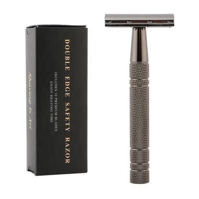 China Single Blade Portable Daily Use Gold Handle Razor Aluminum Men's Facial Shaving Razors for sale