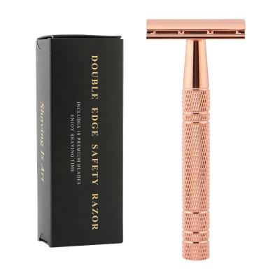 China Gold Simple Metal Safety Gift Box Men's Steel Blade Facial Beard Razor Shaving Razor for sale