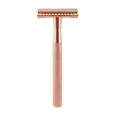 China Professional Single Double Blade Facial Hair Razor Design Safety Razor Gold Edge Razor for sale