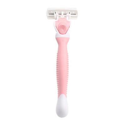 China Six Blade Safety Female Plastic Rubber Handle Disposable Razors Long Shaving for sale